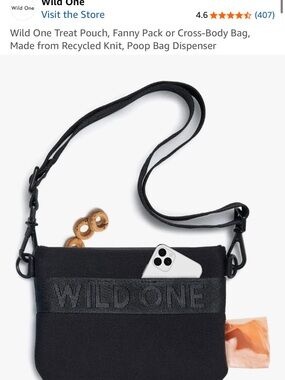Wild One Black Crossbody Treat Pouch
